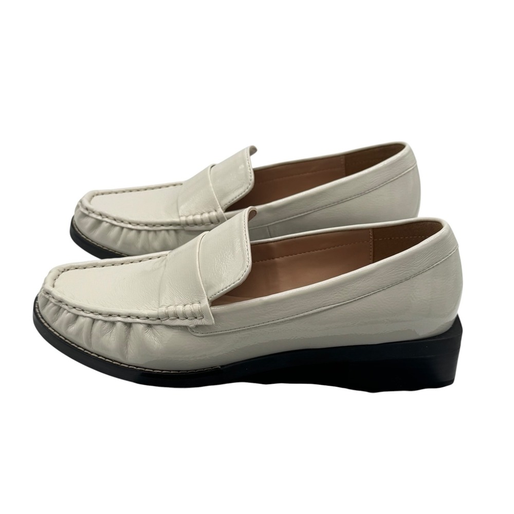 Silent D Lara Moc Toe Loafer Oat Milk Crinkle Patent Womens Size 40 NEW - Picture 4 of 10
